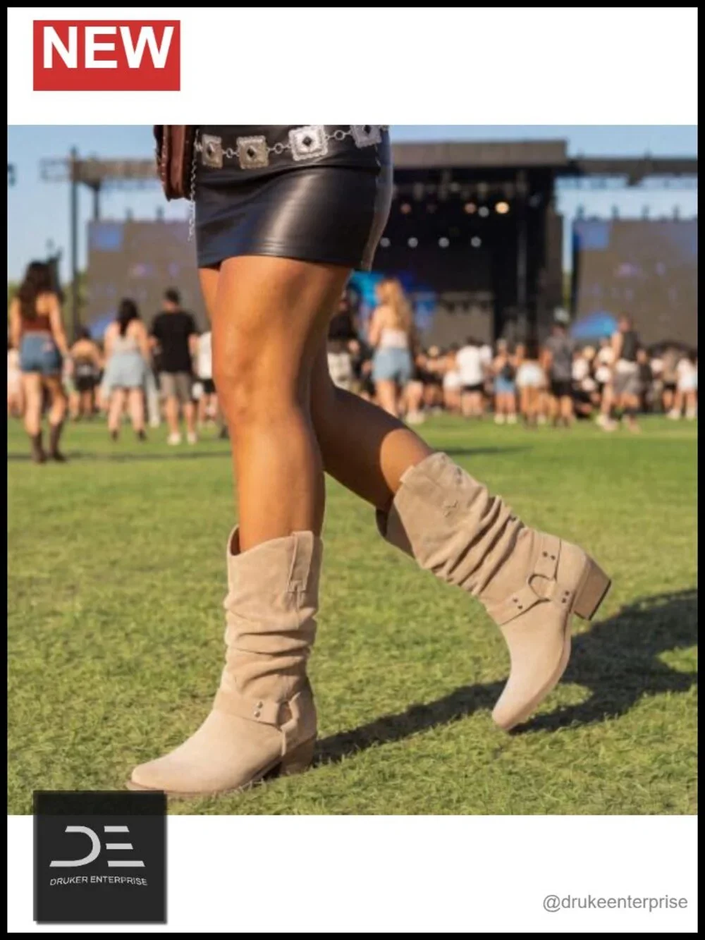 Faux Suede Mid Calf Slouchy Cowgirl Boots for Women Pointed Toe Pull-On